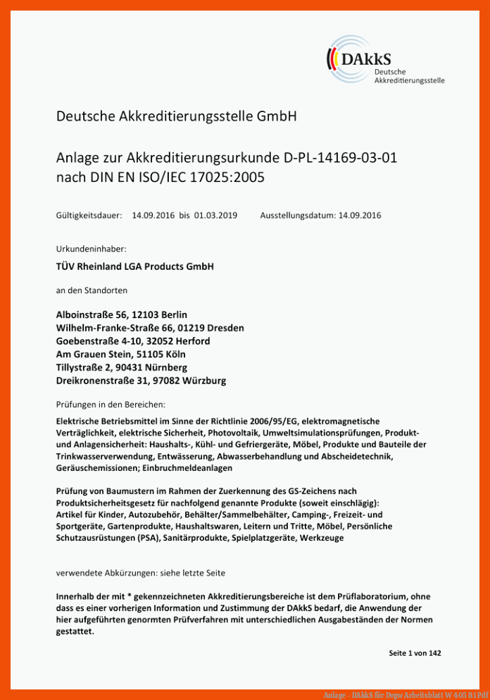 Anlage - DAkkS für dvgw arbeitsblatt w 405 b1 pdf