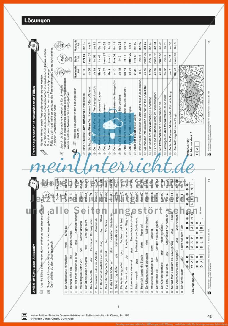 Anredepronomen in Briefen: Ãbungen und LÃ¶sung - meinUnterricht für anredepronomen arbeitsblatt