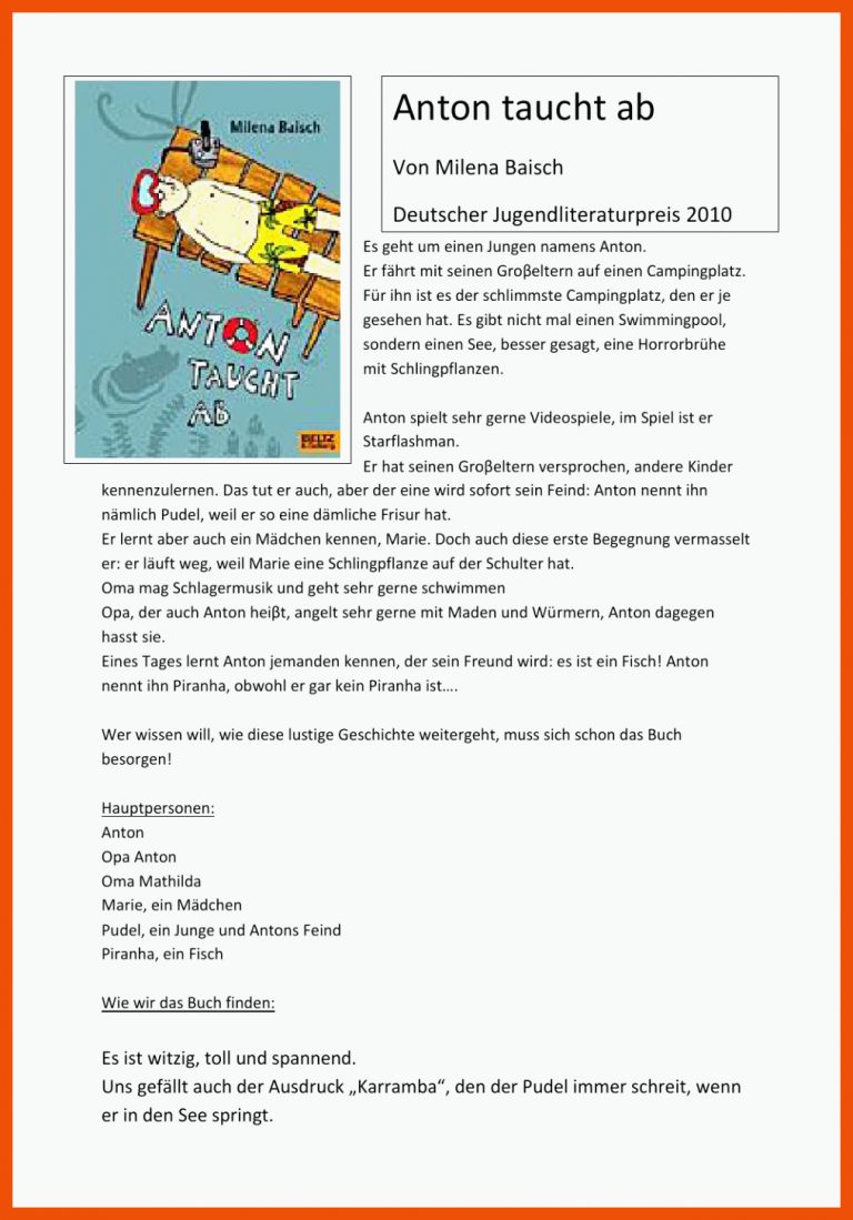 Anton taucht ab -Buch des Monats Nov14 by Syrdallschoulen - Issuu für anton taucht ab arbeitsblätter lösungen