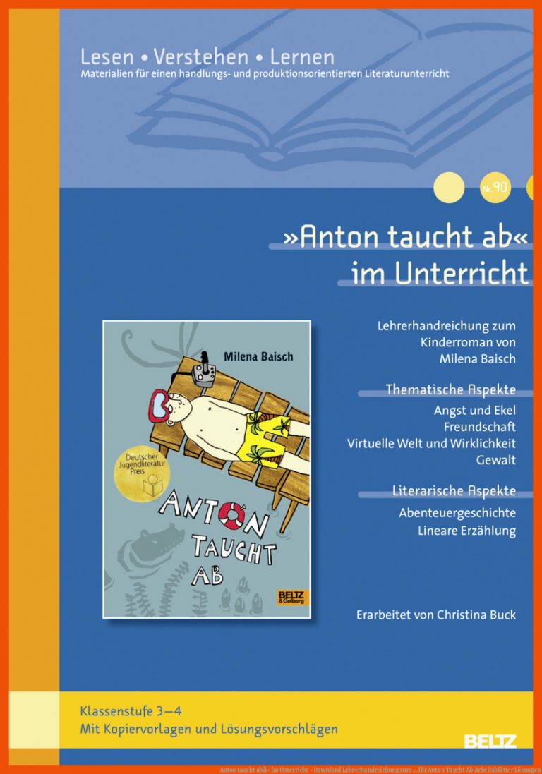 Anton taucht abÂ« im Unterricht - Download | Lehrerhandreichung zum ... für anton taucht ab arbeitsblätter lösungen