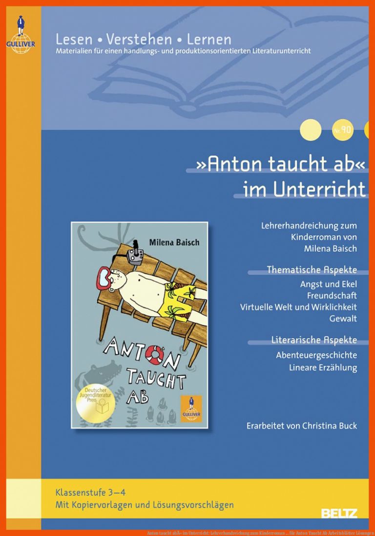 Anton Taucht AbÂ« Im Unterricht: Lehrerhandreichung Zum Kinderroman ... Fuer Anton Taucht Ab Arbeitsblätter Lösungen