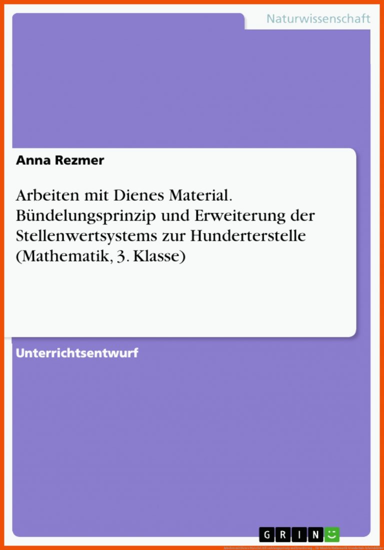 Arbeiten mit Dienes Material. BÃ¼ndelungsprinzip und Erweiterung ... für bündeln mathematik grundschule arbeitsblätter