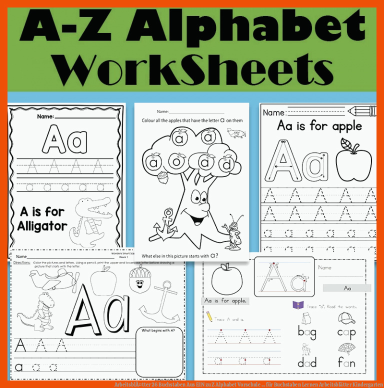 ArbeitsblÃ¤tter 26 Buchstaben Aus EIN zu Z Alphabet Vorschule ... für buchstaben lernen arbeitsblätter kindergarten