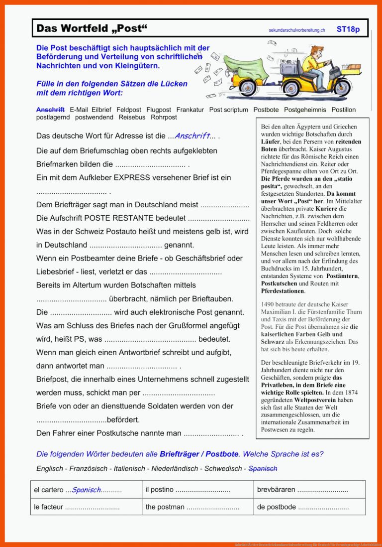 ArbeitsblÃ¤tter Deutsch Sekundarschulvorbereitung für deutsch für fremdsprachige arbeitsblätter