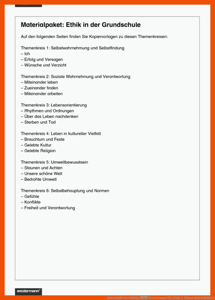 ArbeitsblÃ¤tter Ethik â Westermann für ethik 4. klasse arbeitsblätter