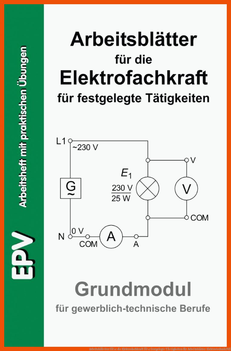ArbeitsblÃ¤tter FÃ¼r Die Elektrofachkraft FÃ¼r Festgelegte TÃ¤tigkeiten Fuer Arbeitsblätter Elektrotechnik Pdf