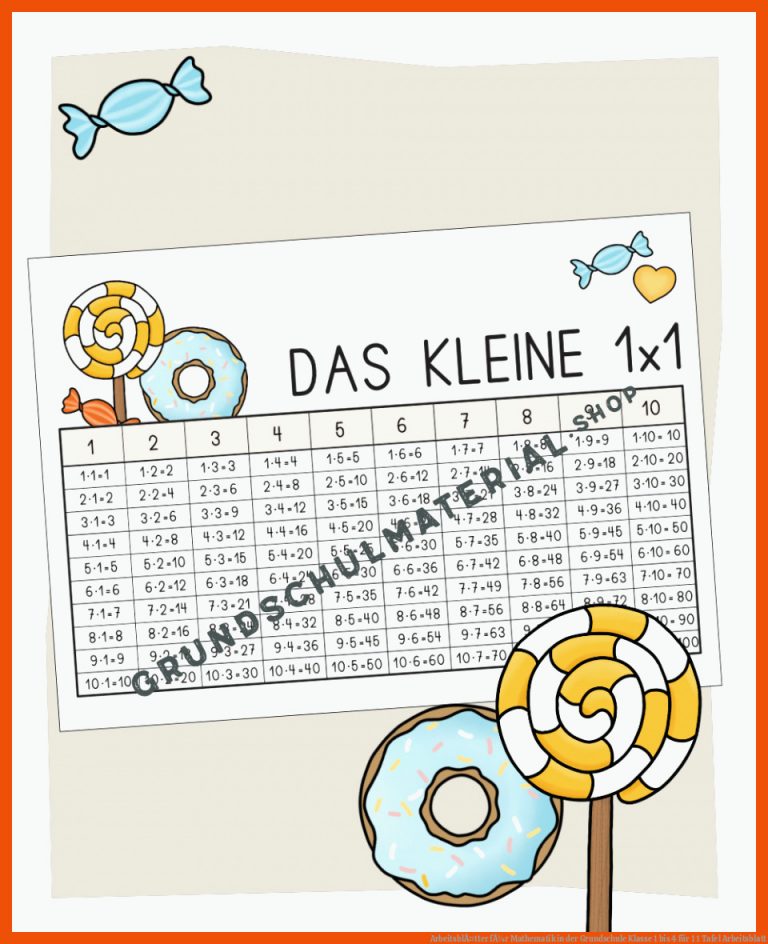 ArbeitsblÃ¤tter FÃ¼r Mathematik In Der Grundschule Klasse 1 Bis 4 Fuer 1 1 Tafel Arbeitsblatt