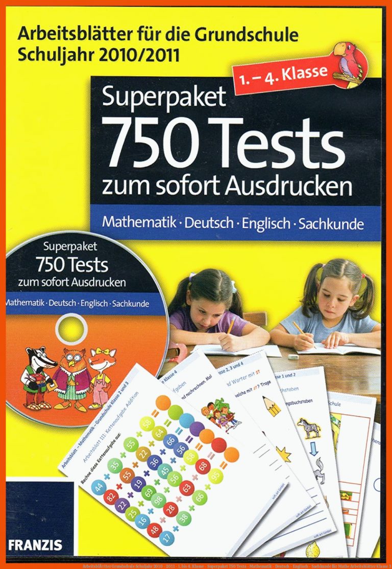 ArbeitsblÃ¤tter Grundschule Schuljahr 2010 - 2011 - 1. bis 4. Klasse - Superpaket 750 Tests - Mathematik - Deutsch - Englisch - Sachkunde für mathe arbeitsblätter klasse 3