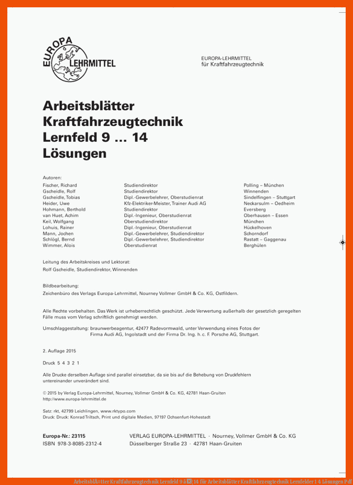 ArbeitsblÃ¤tter Kraftfahrzeugtechnik Lernfeld 9 â¦ 14 für arbeitsblätter kraftfahrzeugtechnik lernfelder 1 4 lösungen pdf