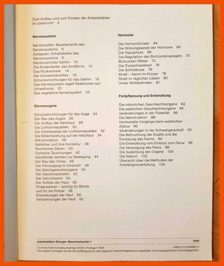 ArbeitsblÃ¤tter Menschenkunde II, Biologie in Hessen - Neu-Isenburg ... für arbeitsblätter biologie menschenkunde 2
