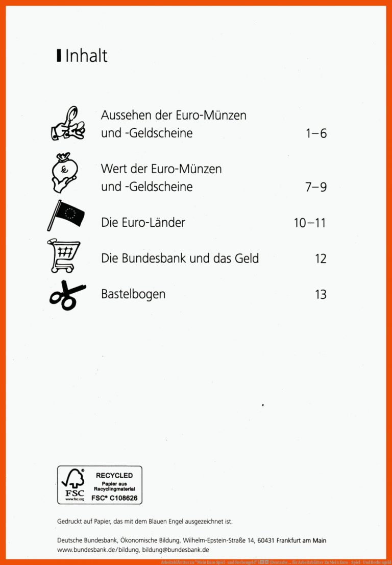 ArbeitsblÃ¤tter Zu "mein Euro Spiel- Und Rechengeld"â (deutsche ... Fuer Arbeitsblätter Zu Mein Euro - Spiel- Und Rechengeld