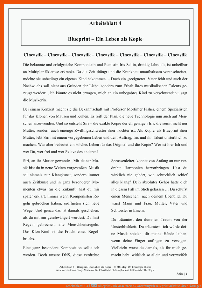 Arbeitsblatt 004 â Blueprint - Die Anselm-von-Canterbury für blueprint arbeitsblätter lösungen