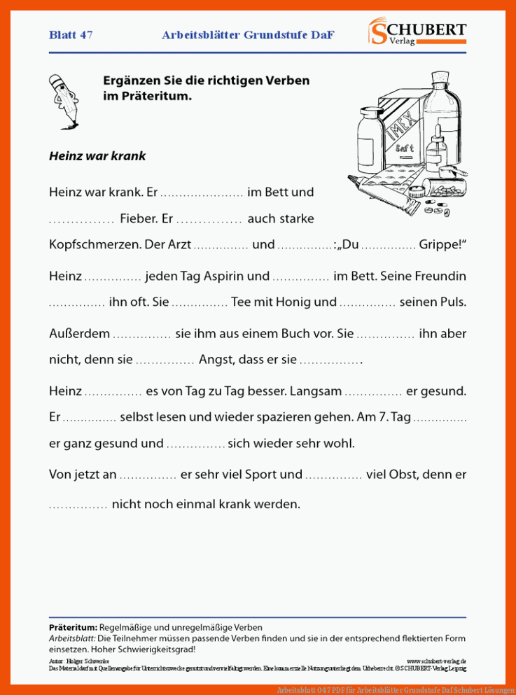 Arbeitsblatt 047 | PDF für arbeitsblätter grundstufe daf schubert lösungen