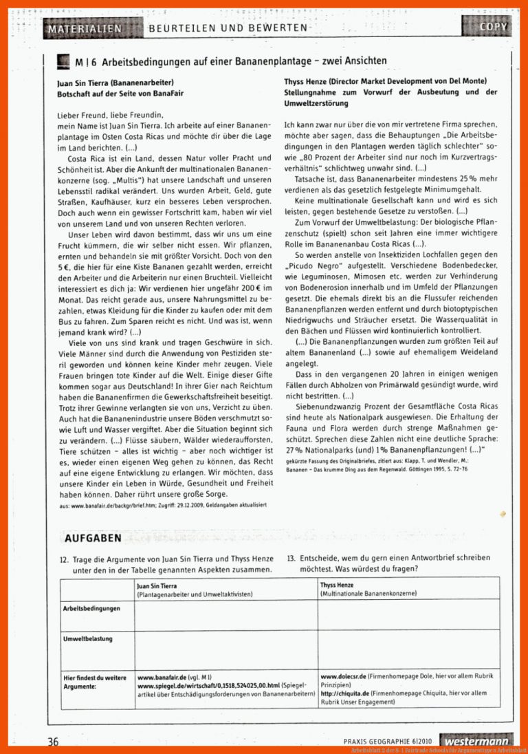 Arbeitsblatt 2 Der 8-1 Fairtrade Schools Fuer Argumenttypen Arbeitsblatt