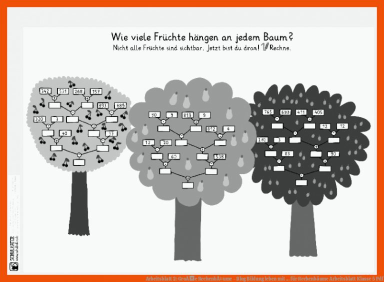 Arbeitsblatt 2: GroÃe RechenbÃ¤ume - Blog Bildung Leben Mit ... Fuer Rechenbäume Arbeitsblatt Klasse 5 Pdf