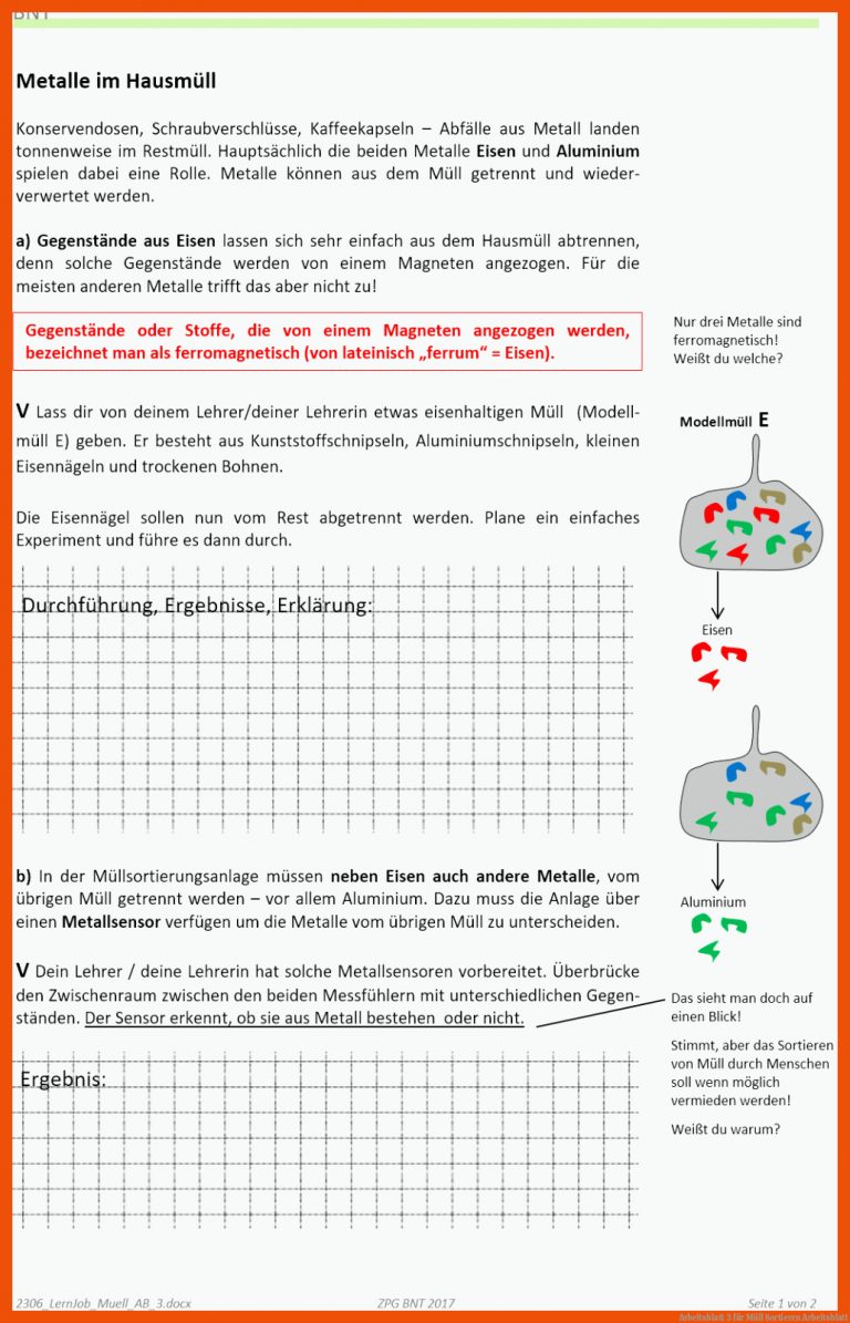 Arbeitsblatt 3 für müll sortieren arbeitsblatt