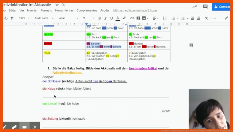 Arbeitsblatt: Adjektivdeklination im Akkusativ für adjektivdeklination arbeitsblatt