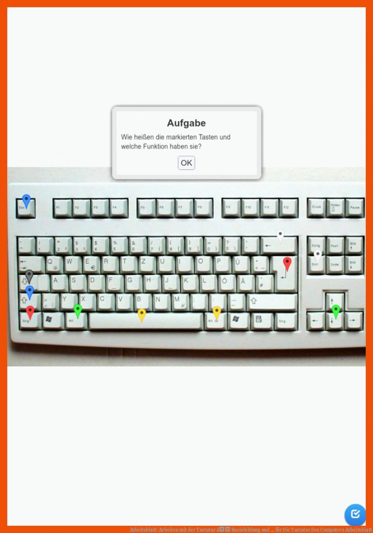 Arbeitsblatt: Arbeiten mit der Tastatur â Basisbildung und ... für die tastatur des computers arbeitsblatt