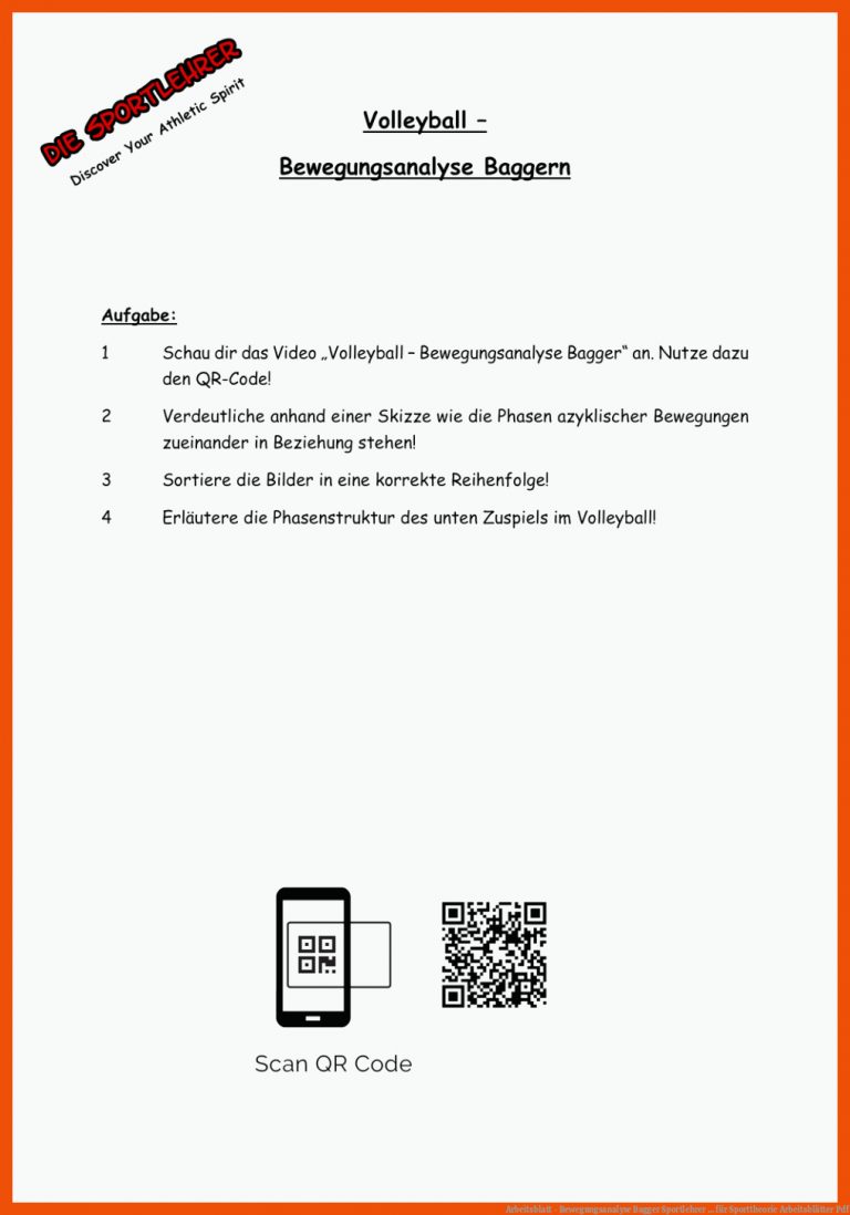 Arbeitsblatt - Bewegungsanalyse Bagger | Sportlehrer ... für sporttheorie arbeitsblätter pdf