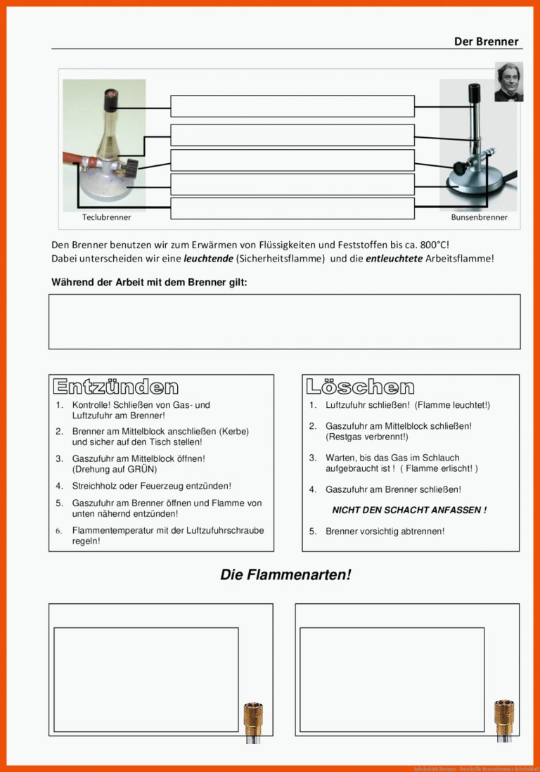 Arbeitsblatt Brenner - Docsity für bunsenbrenner arbeitsblatt