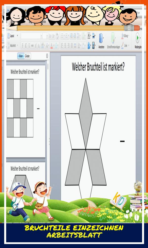 Bruchteile Einzeichnen Arbeitsblatt