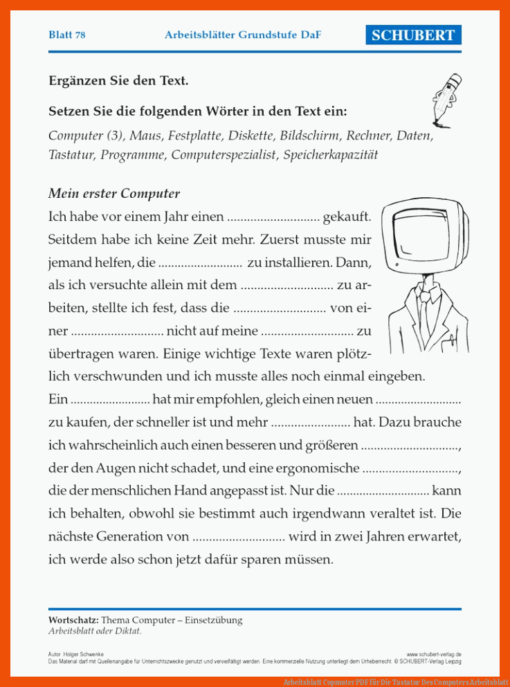 Arbeitsblatt Copmuter | PDF für die tastatur des computers arbeitsblatt