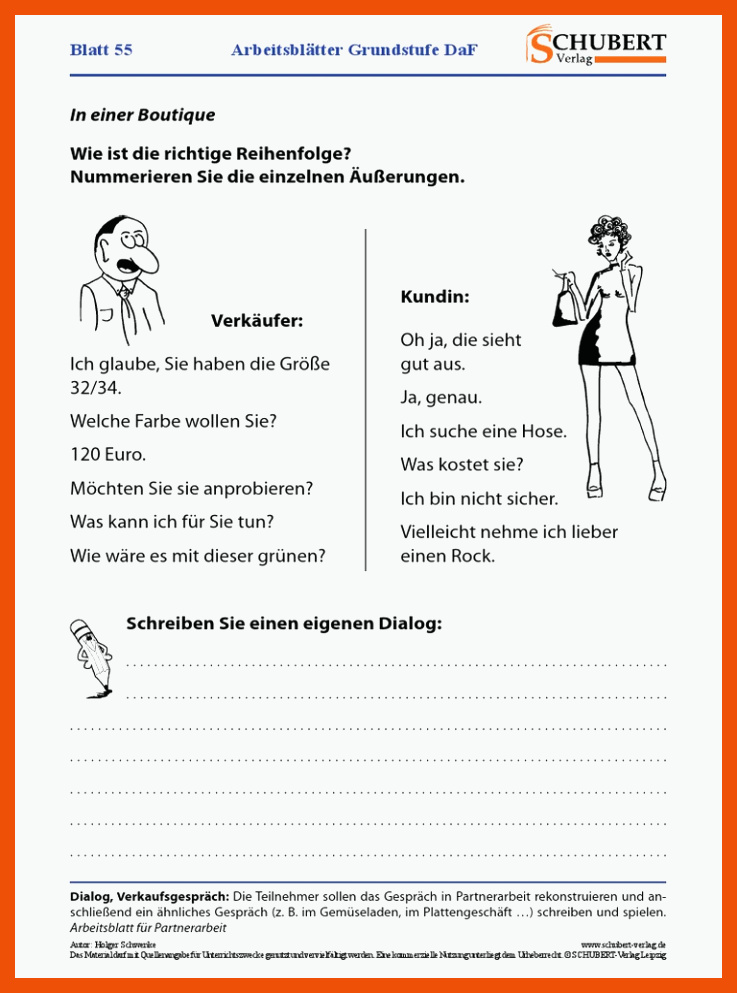 Arbeitsblatt in Der Boutique | PDF für arbeitsblätter verkaufsgespräch