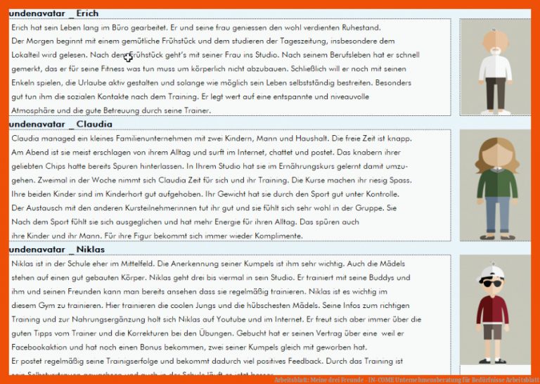 Arbeitsblatt: Meine drei Freunde - IN-COME Unternehmensberatung für bedürfnisse arbeitsblatt