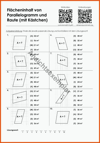 13 Parallelogramm Arbeitsblatt