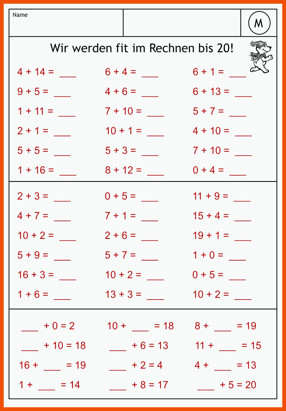Rechnen 1.klasse Arbeitsblätter - Mathe Arbeitsblätter