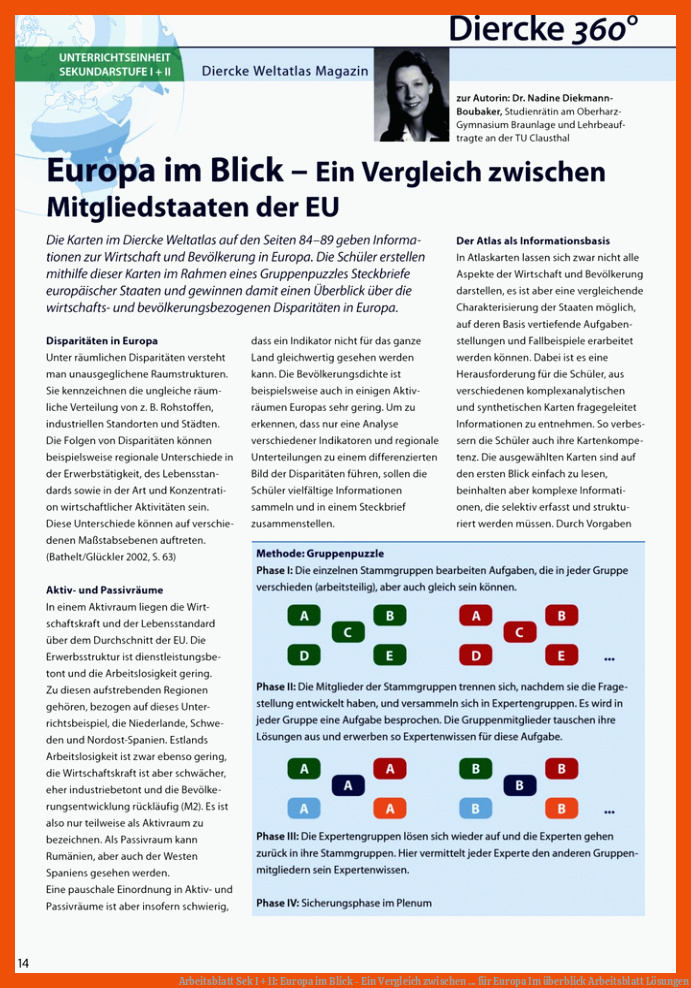 Arbeitsblatt Sek I + II: Europa im Blick - Ein Vergleich zwischen ... für europa im überblick arbeitsblatt lösungen