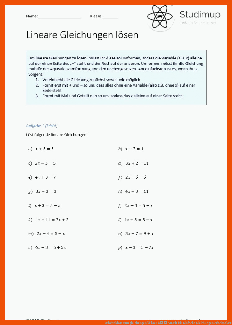 Arbeitsblatt zum gleichungen lÃ¶sen â Artofit für einfache gleichungen arbeitsblatt
