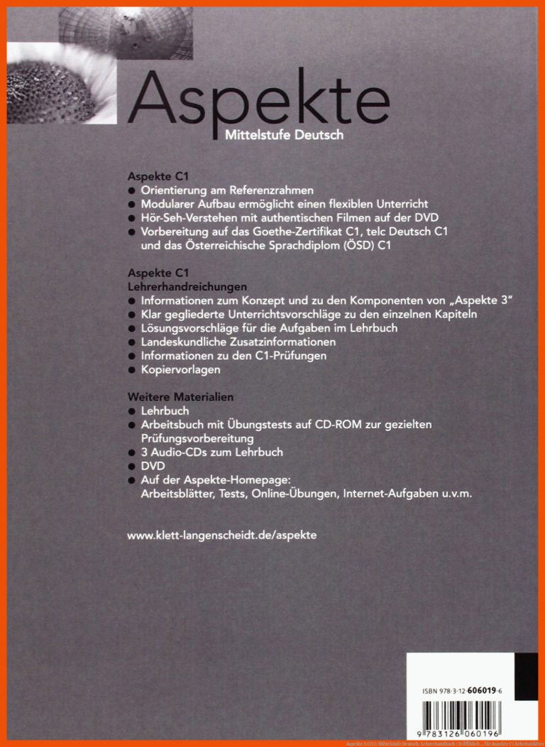 Aspekte 3 (C1): Mittelstufe Deutsch. Lehrerhandbuch : FrÃ¶hlich ... für aspekte c1 arbeitsblätter