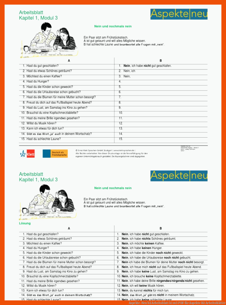 Aspekte-Neu b2 Arbeitsblatt k1 m3 | PDF für aspekte b2 arbeitsblätter