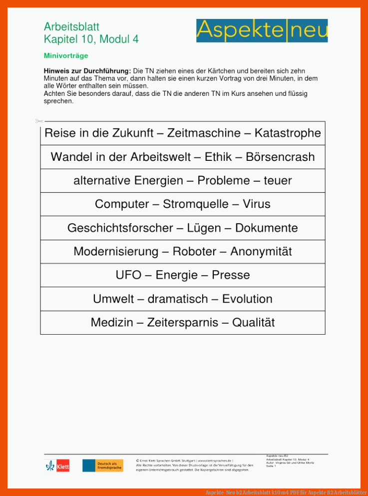 Aspekte-Neu b2 Arbeitsblatt k10 m4 | PDF für aspekte b2 arbeitsblätter