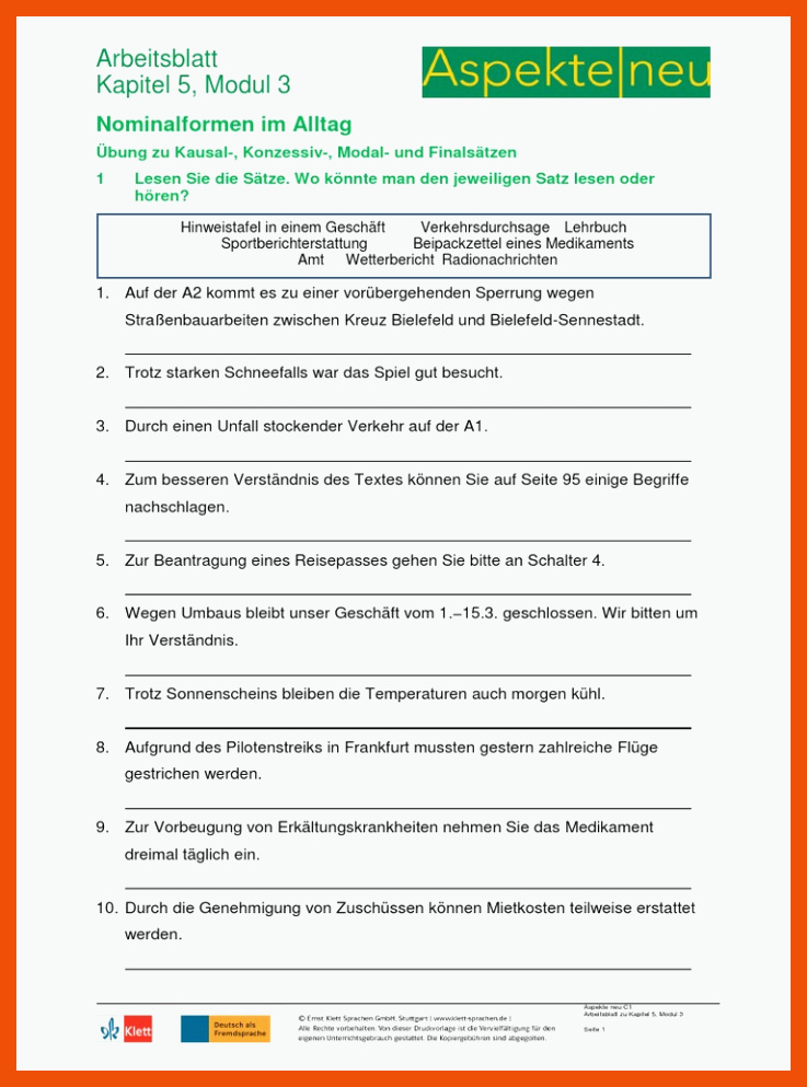 Aspekte Neu c1 Arbeitsblatt - K5 - M3 | PDF für aspekte c1 arbeitsblätter