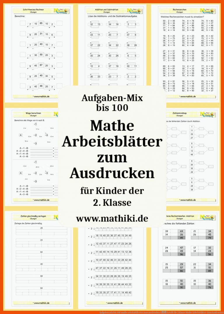Aufgaben mix bis 100 mathe arbeitsblÃ¤tter zum ausdrucken â Artofit für 2.klasse mathe arbeitsblätter zum ausdrucken