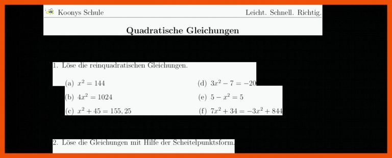 Aufgaben Quadratische Gleichungen mit LÃ¶sungen | Koonys Schule #0062 für pq-formel arbeitsblatt