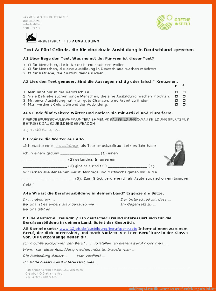 Ausbildung Ab | PDF für formen der berufsausbildung arbeitsblatt