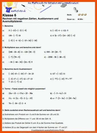 12 Mathe Arbeitsblätter Klasse 6 Gymnasium Zum Ausdrucken - Mathe