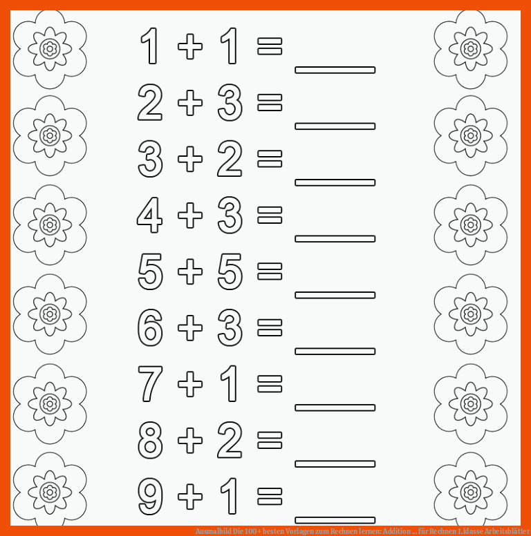 Ausmalbild Die 100+ besten Vorlagen zum Rechnen lernen: Addition ... für rechnen 1.klasse arbeitsblätter