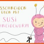 Ausschneiden Ã¼ben Mit Susi Schneidewurm - Feinmotorik Trainieren ... Fuer Arbeitsblatt Frühling Kindergarten