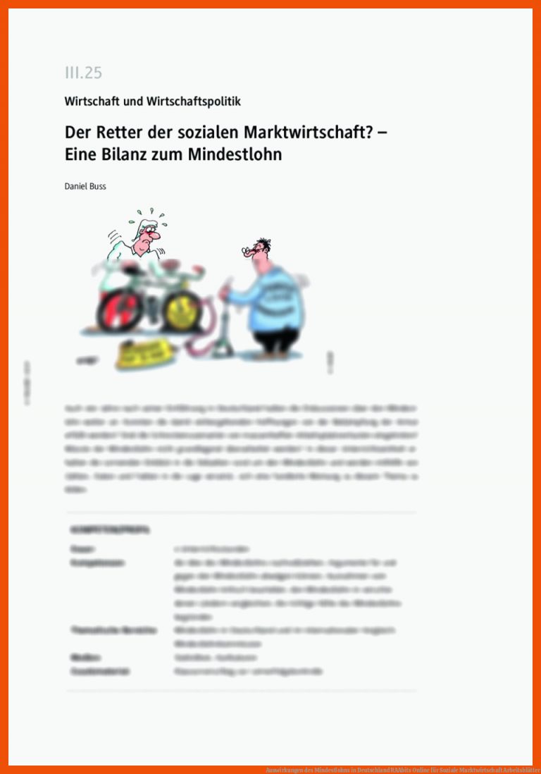 Auswirkungen des Mindestlohns in Deutschland | RAAbits Online für soziale marktwirtschaft arbeitsblätter