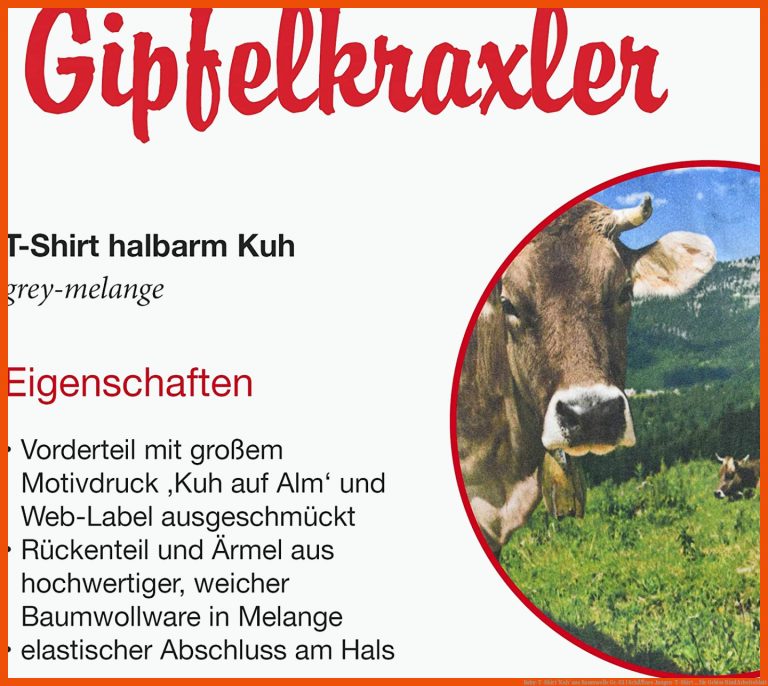 Baby-t-shirt 'kuh' Aus Baumwolle Gr. 62 I SchÃ¶nes Jungen-t-shirt ... Fuer Gebiss Rind Arbeitsblatt