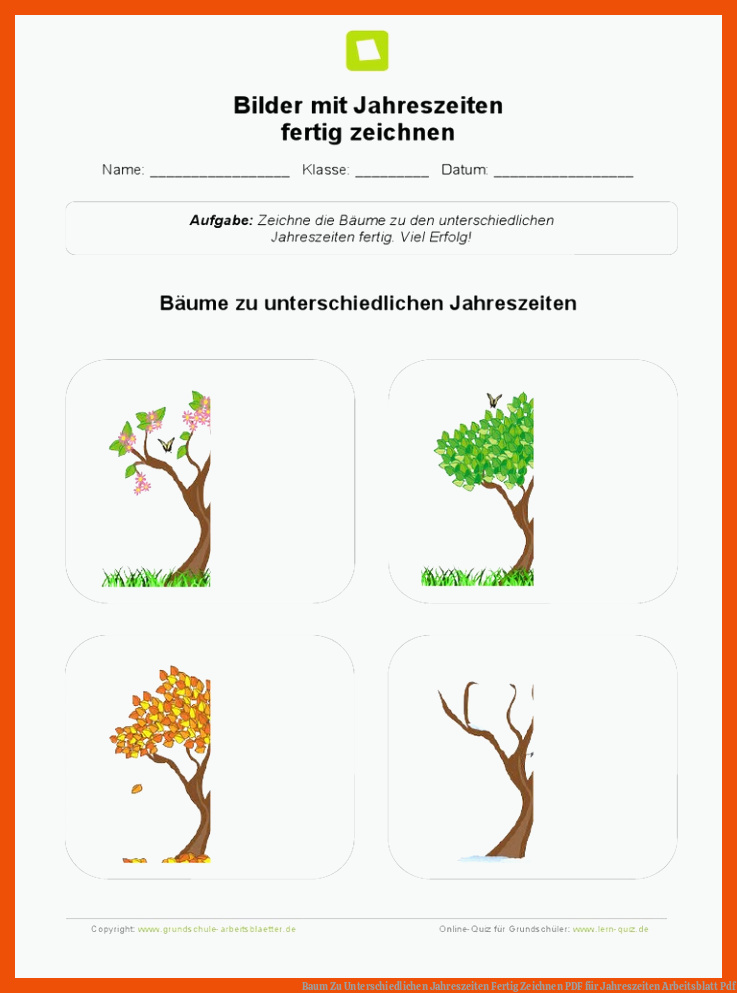 Baum Zu Unterschiedlichen Jahreszeiten Fertig Zeichnen | PDF für jahreszeiten arbeitsblatt pdf