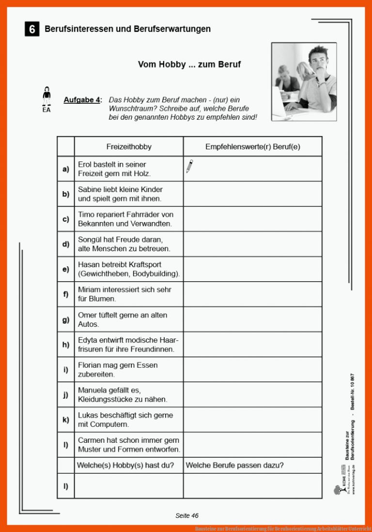 Bausteine zur Berufsorientierung für berufsorientierung arbeitsblätter unterricht