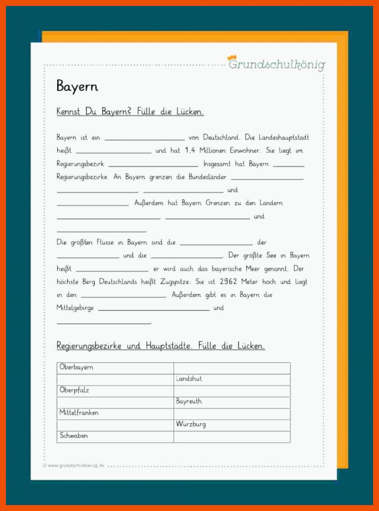 Bayern - Geographie für arbeitsblätter hsu 3 klasse