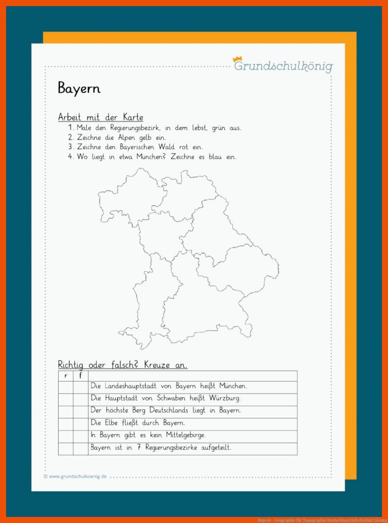 Bayern - Geographie Fuer topographie Deutschland Arbeitsblatt Lösung