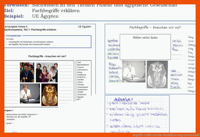 Begriffe erklÃ¤ren für mumifizierung arbeitsblatt