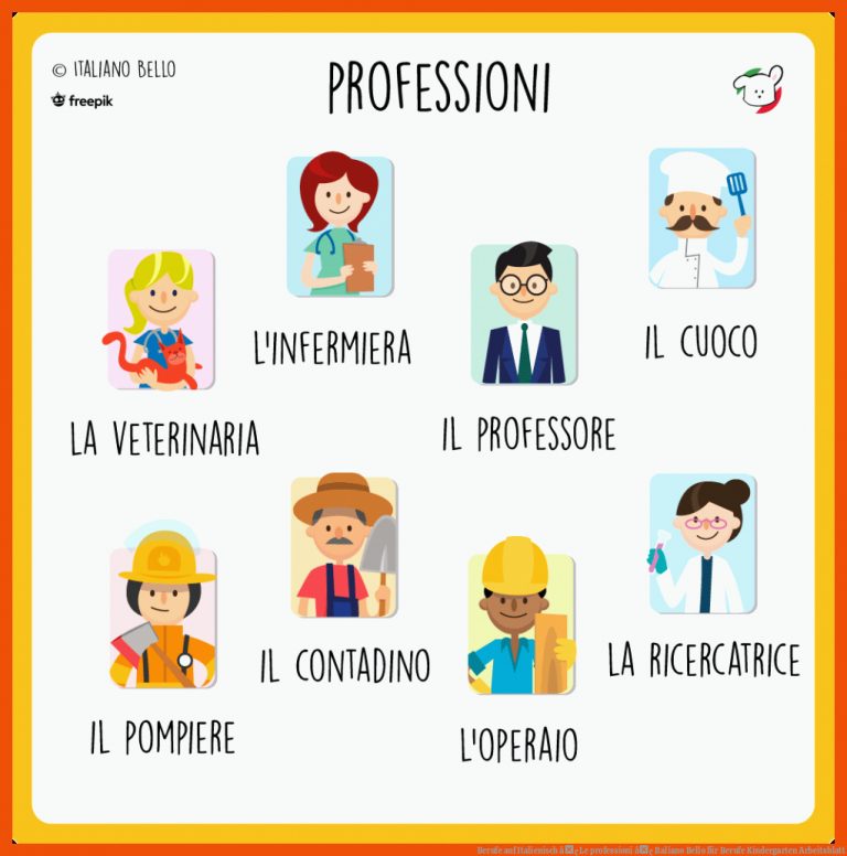 Berufe auf Italienisch â¢ Le professioni â¢ Italiano Bello für berufe kindergarten arbeitsblatt